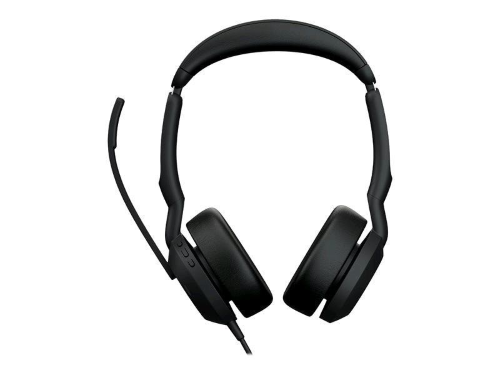 Jabra Evolve2 50 UC Stereo - Cuffie con microfono - on-ear - Bluetooth - senza fili - eliminazione rumore attivata - USB-A - nero - Zoom Certificato, Cisco Webex Certified, Ottimizzato per UC, Ottimizzato per Google Meet, Ottimizzato per Microsoft Teams, 